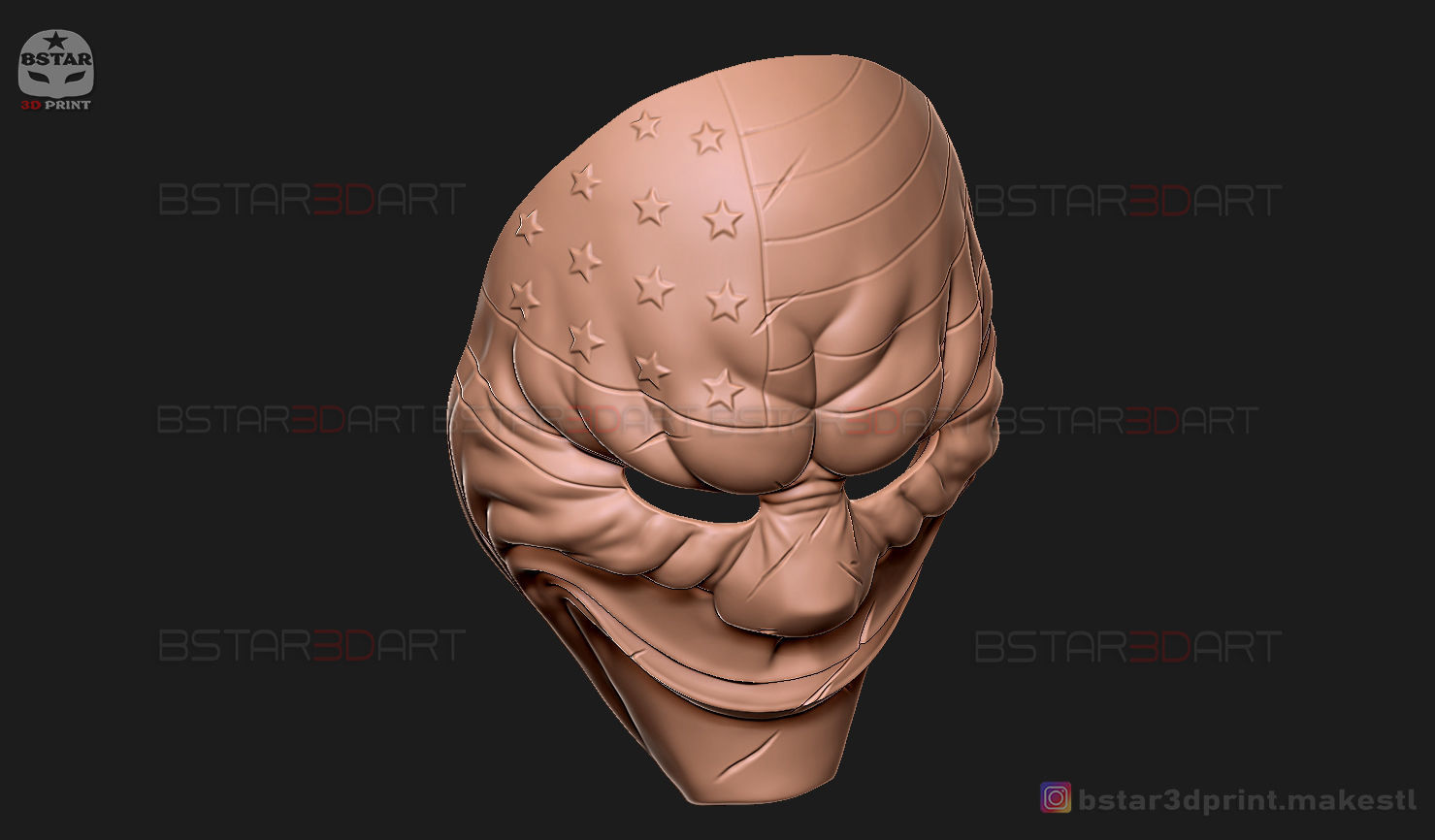 Dallas Mask - Payday 2 Mask - Halloween Cosplay Mask 3D print model_25