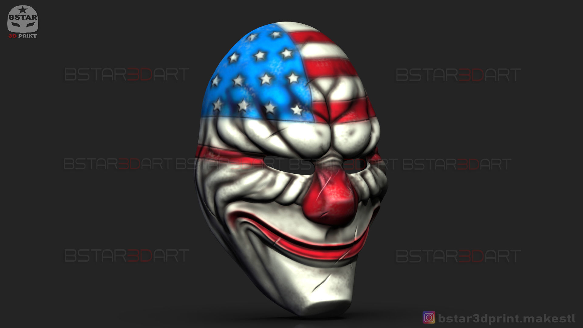 Dallas Mask - Payday 2 Mask - Halloween Cosplay Mask 3D print model_10