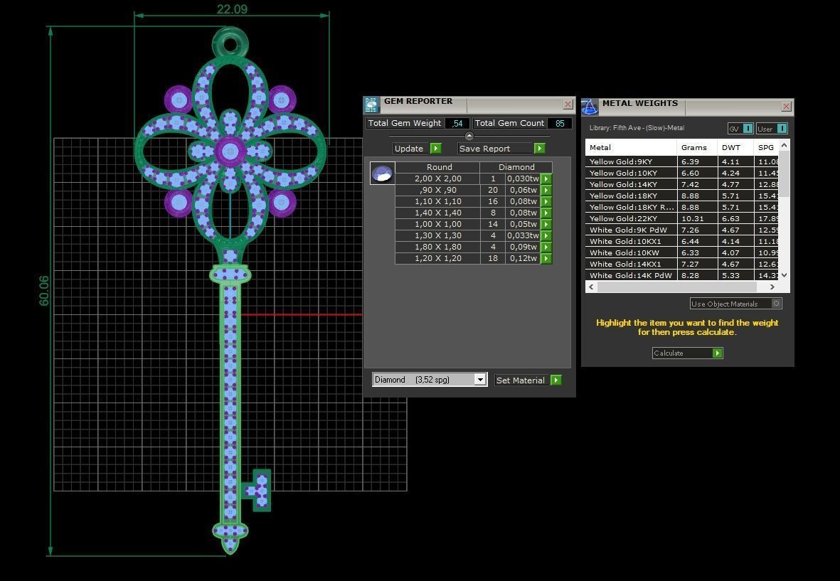 KT-021 key pendant with diamonds 3D print model_1