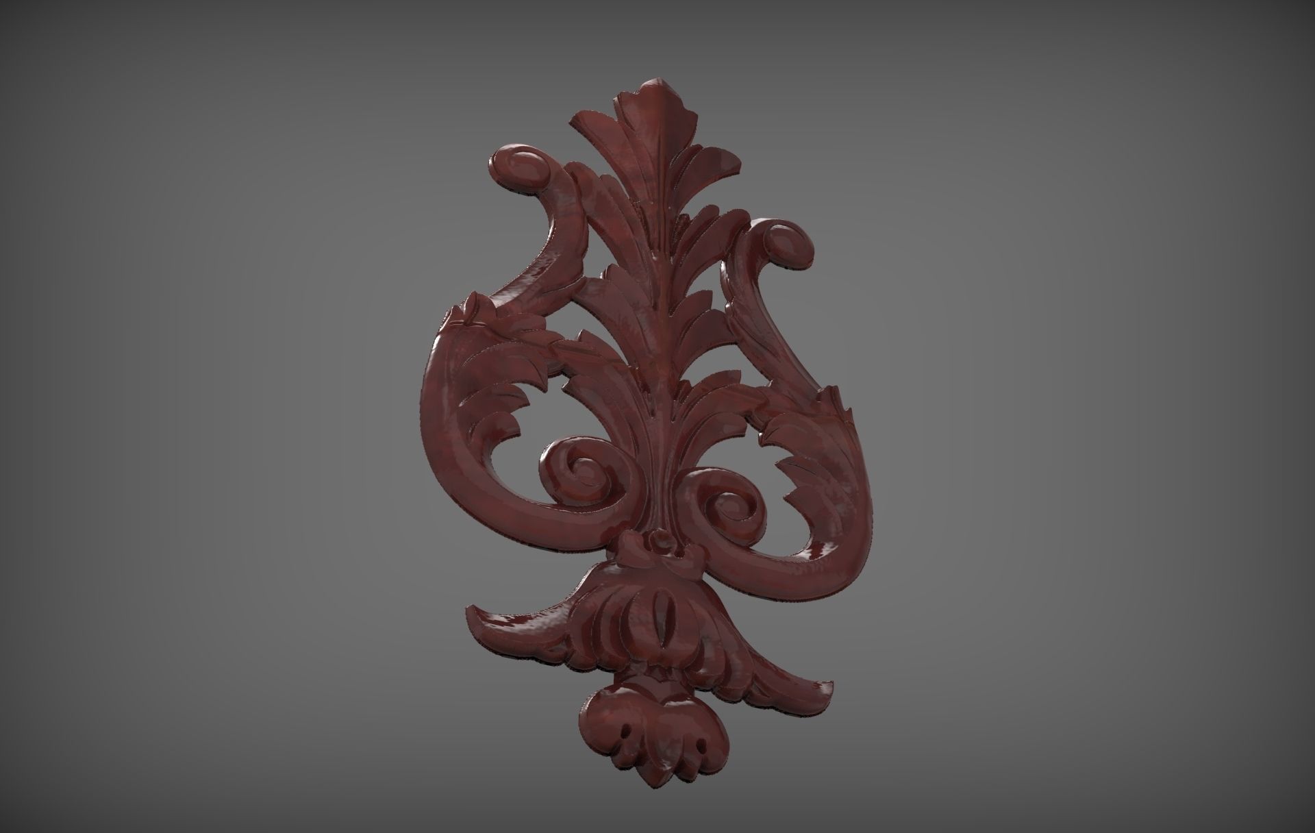 Floral Wood Carving for Furniture - 9 3D model_3