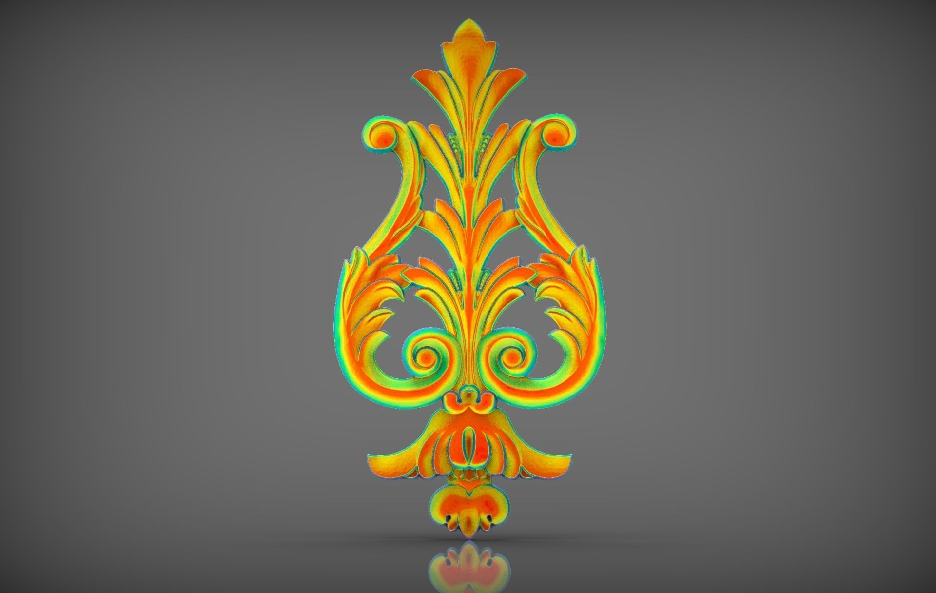 Floral Wood Carving for Furniture - 9 3D model_5
