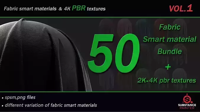 50 High Quality Fabric Smart Material  and 4K PBR Texture VOL 01