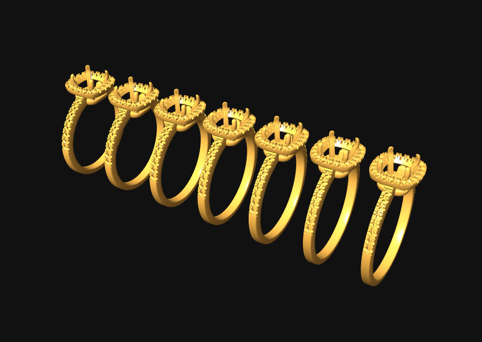 Diamond Halo Cushion Engagement ring 3D print model_12