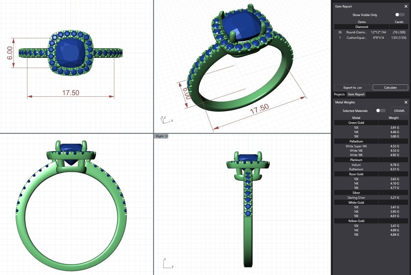 Diamond Halo Cushion Engagement ring 3D print model_1