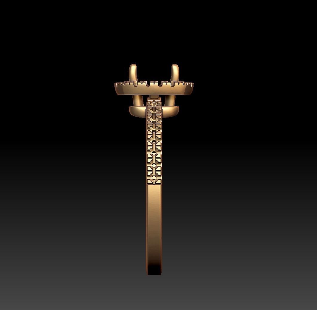 Diamond Halo Cushion Engagement ring 3D print model_13