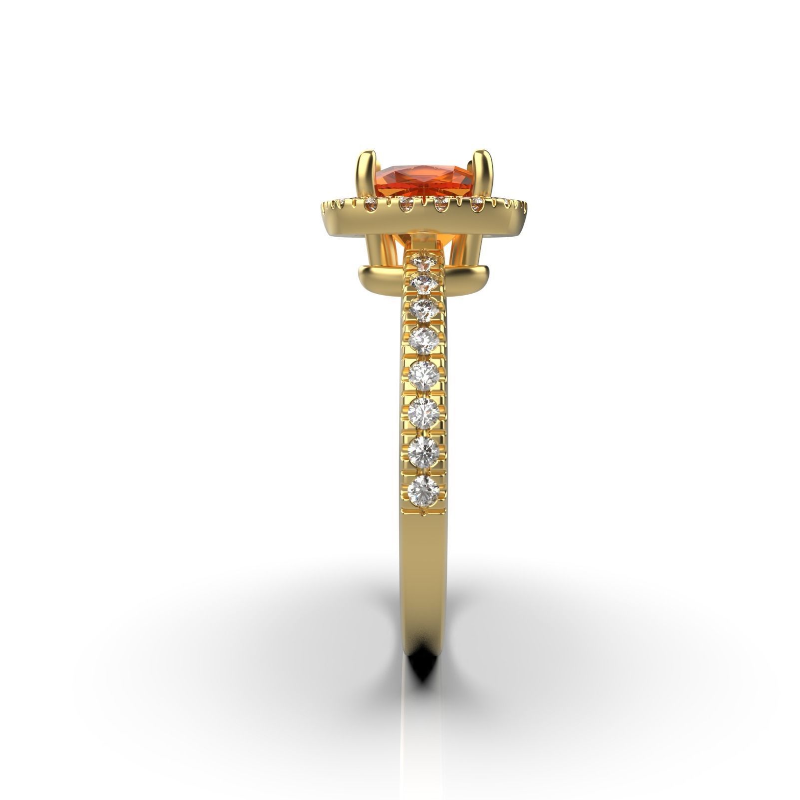 Diamond Halo Cushion Engagement ring 3D print model_10