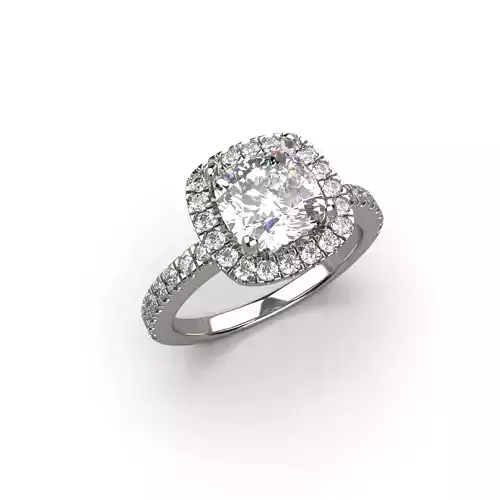 Diamond Halo Cushion Engagement ring