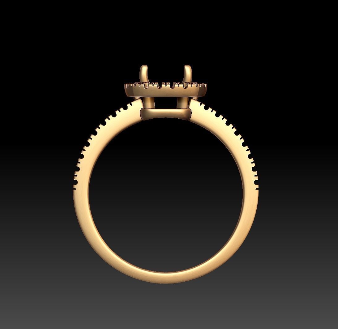 Diamond Halo Cushion Engagement ring 3D print model_14