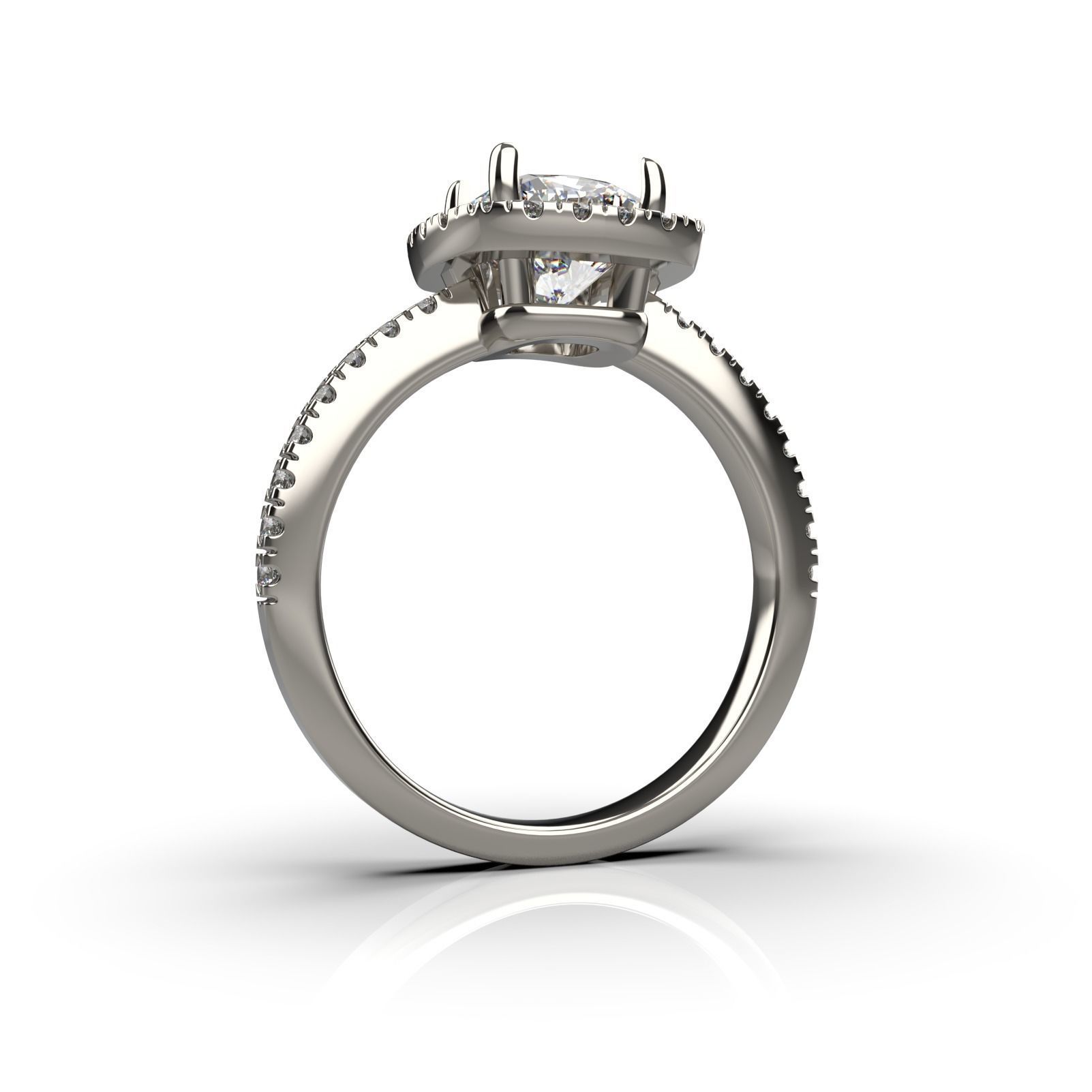 Diamond Halo Cushion Engagement ring 3D print model_3