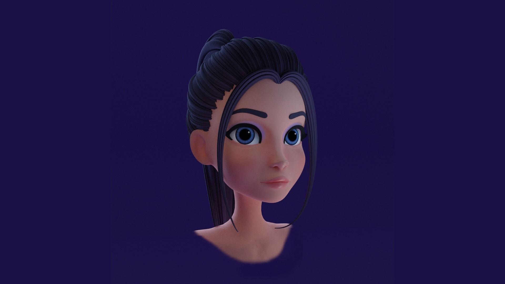 Cartoon Girl- Fully Rigged Low-poly 3D model_1