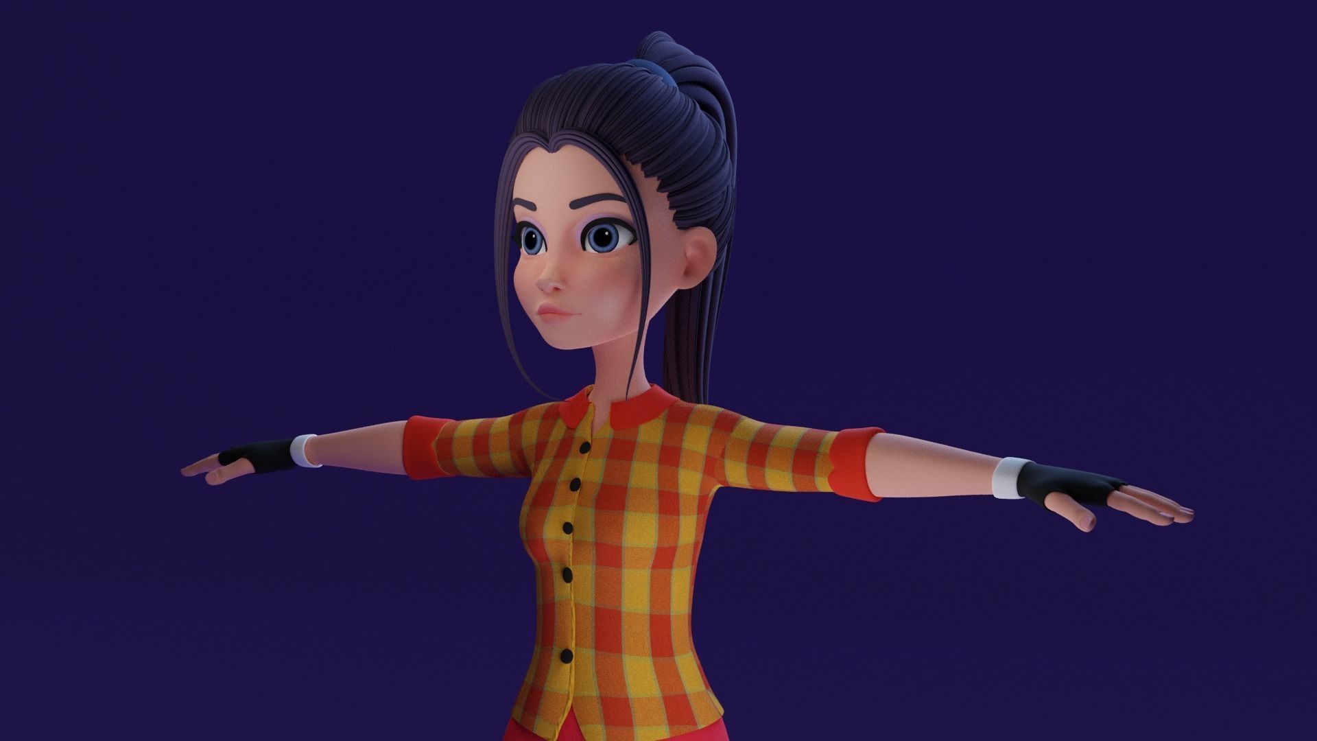 Cartoon Girl- Fully Rigged Low-poly 3D model_3