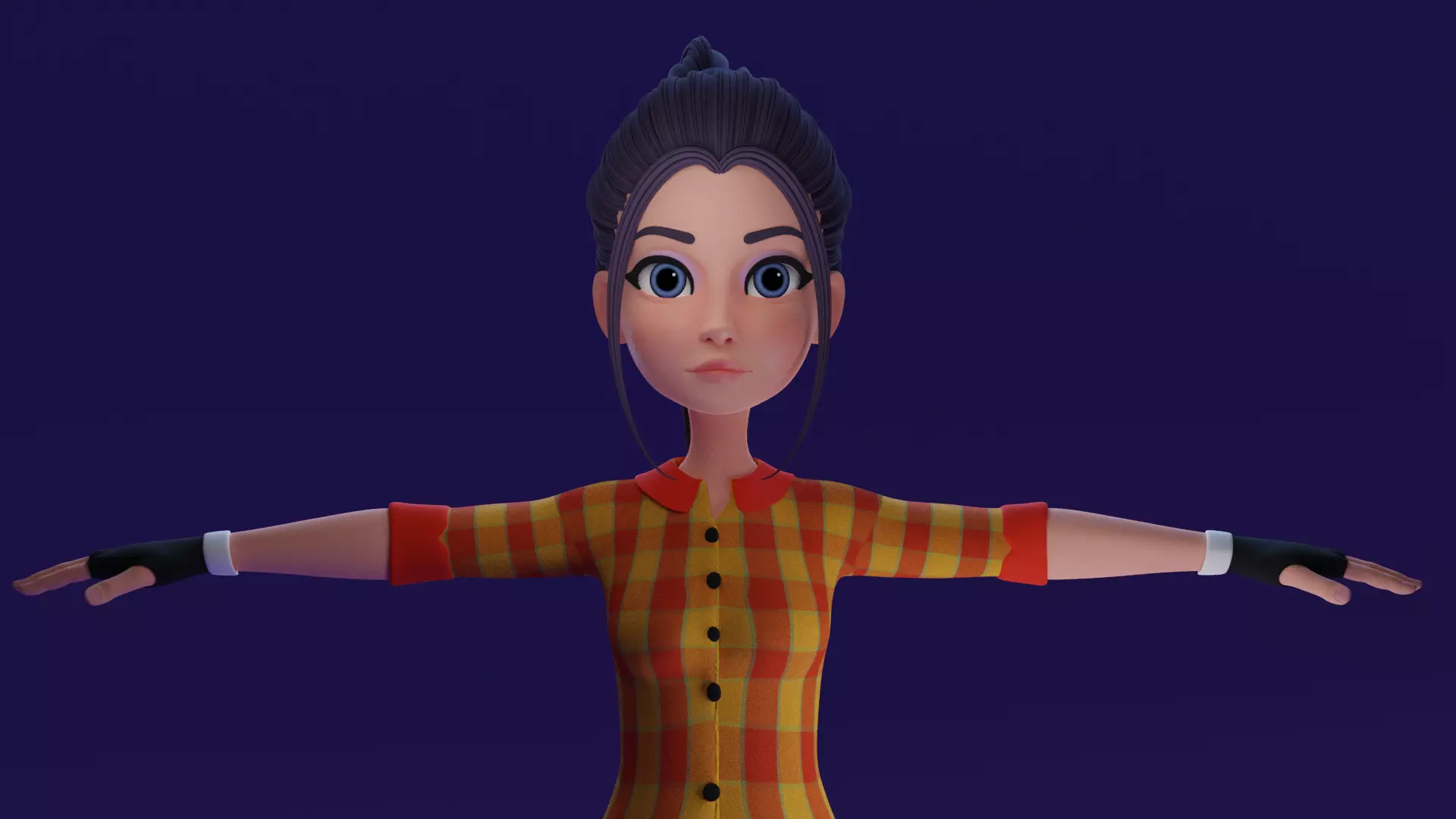 Cartoon Girl- Fully Rigged Low-poly 3D model_0