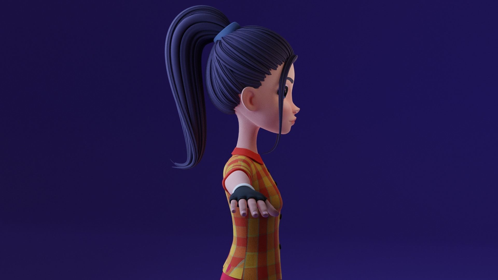 Cartoon Girl- Fully Rigged Low-poly 3D model_5