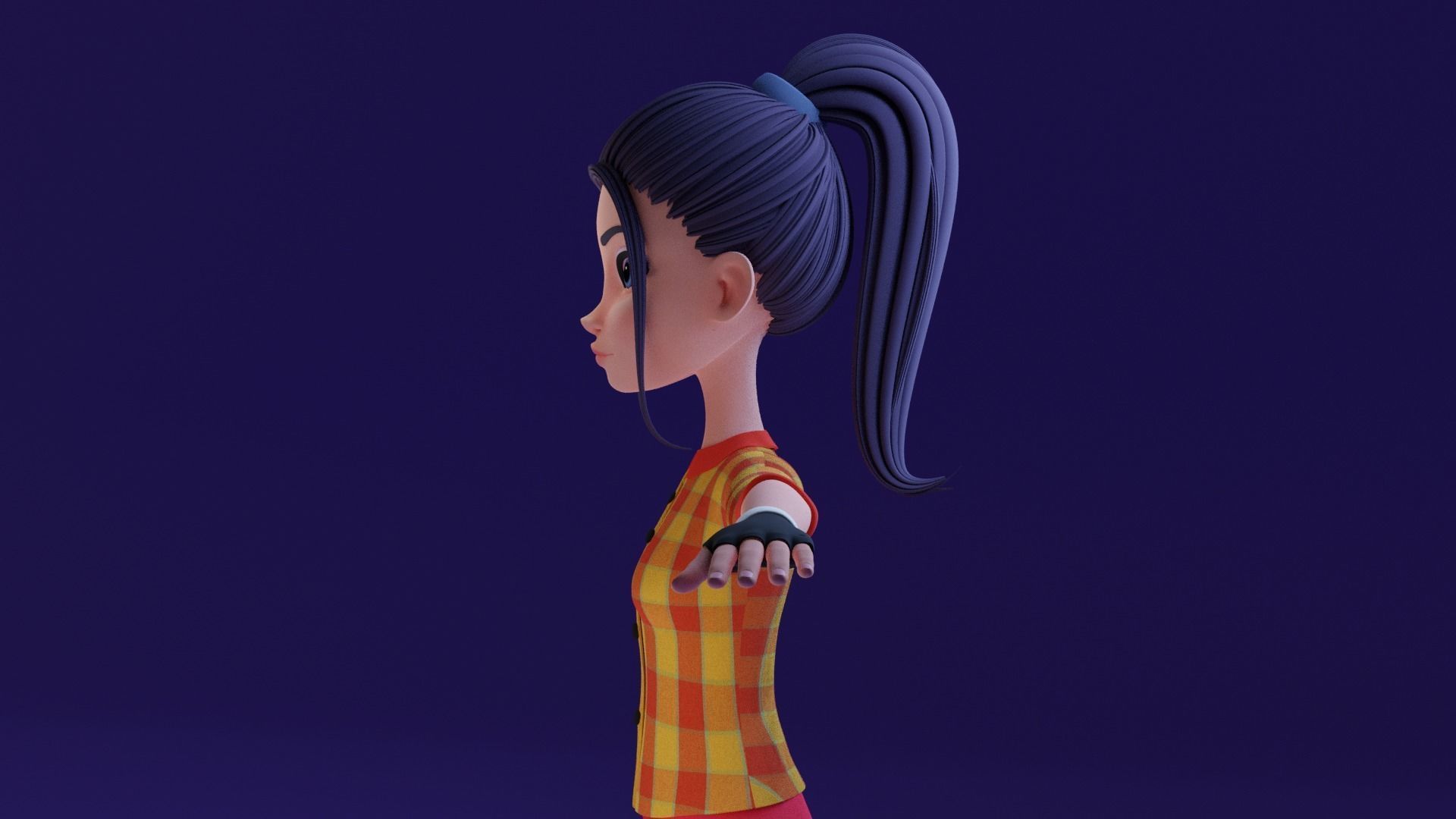 Cartoon Girl- Fully Rigged Low-poly 3D model_4