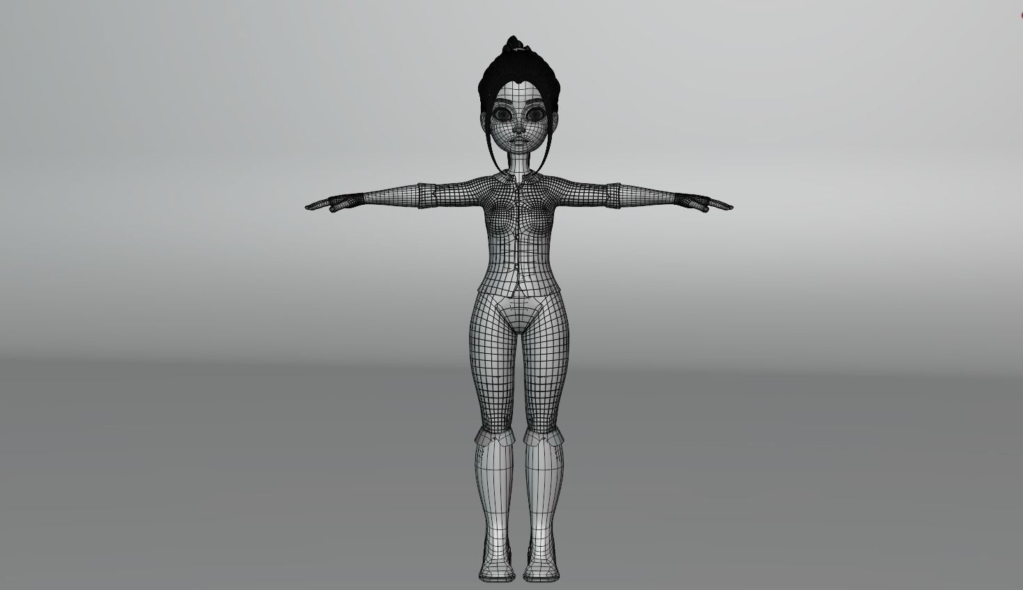 Cartoon Girl- Fully Rigged Low-poly 3D model_17