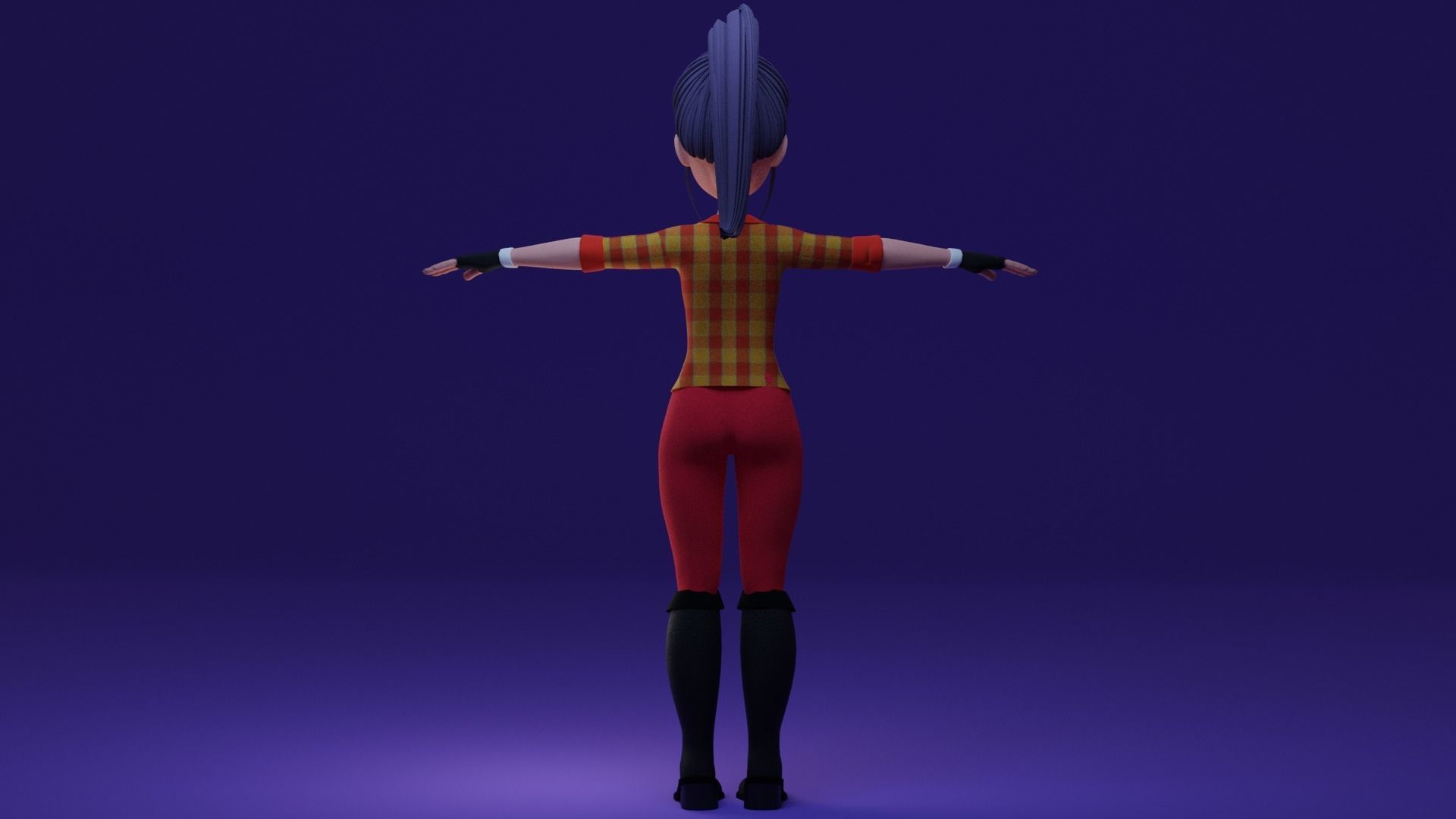 Cartoon Girl- Fully Rigged Low-poly 3D model_12