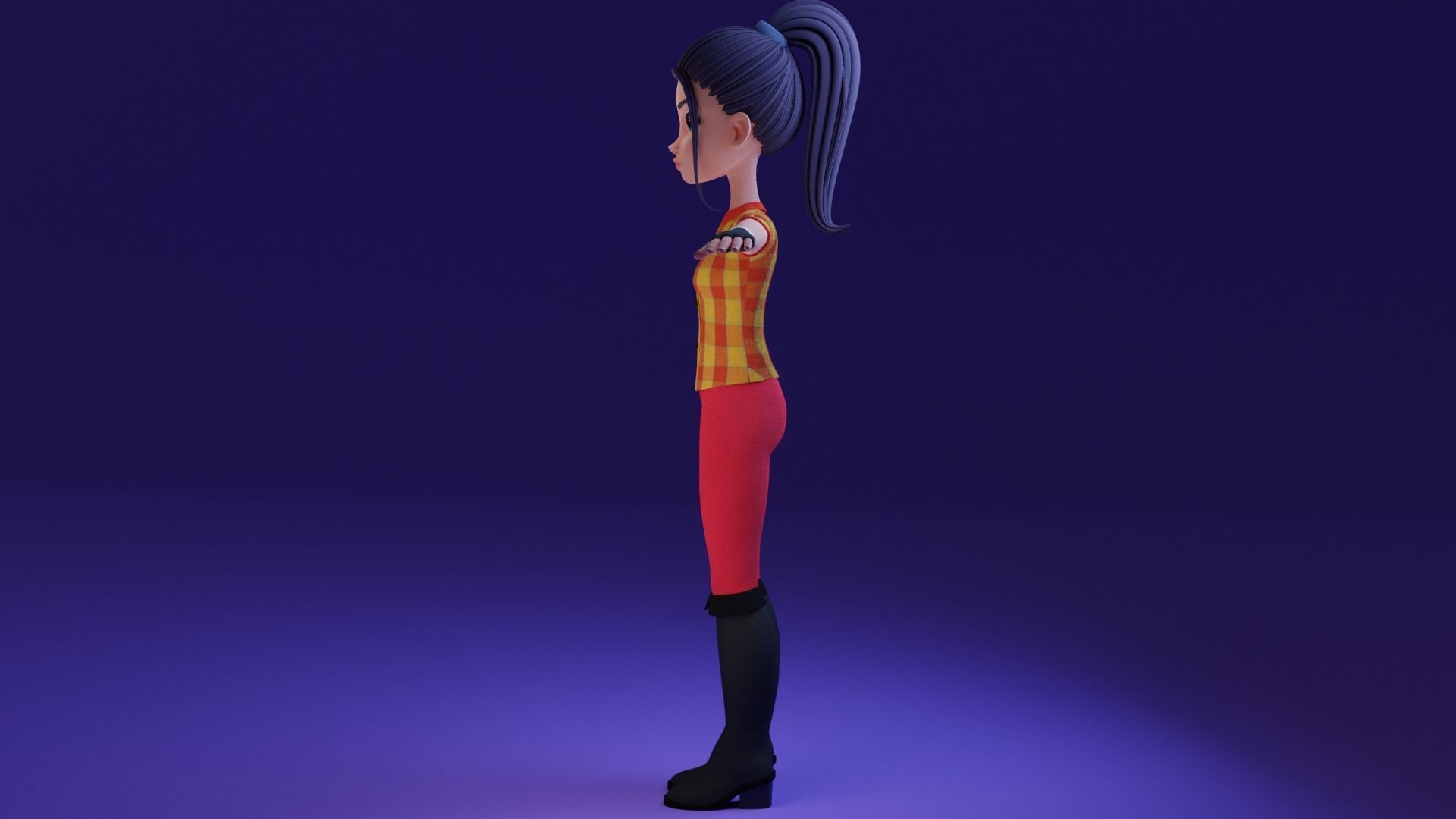 Cartoon Girl- Fully Rigged Low-poly 3D model_10