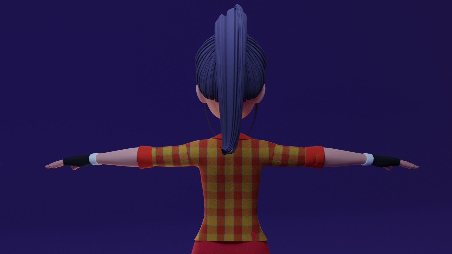 Cartoon Girl- Fully Rigged Low-poly 3D model_6