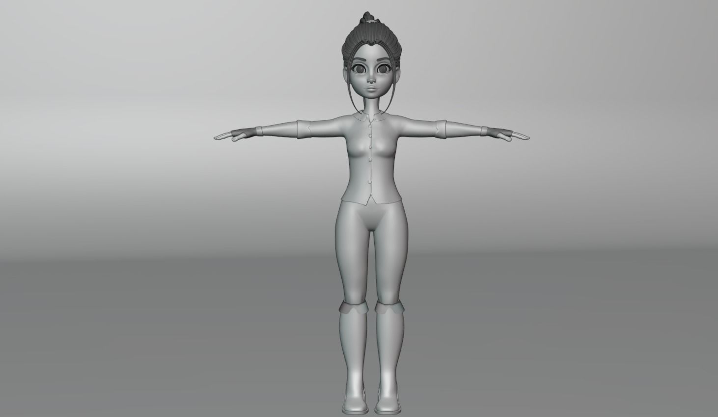Cartoon Girl- Fully Rigged Low-poly 3D model_13