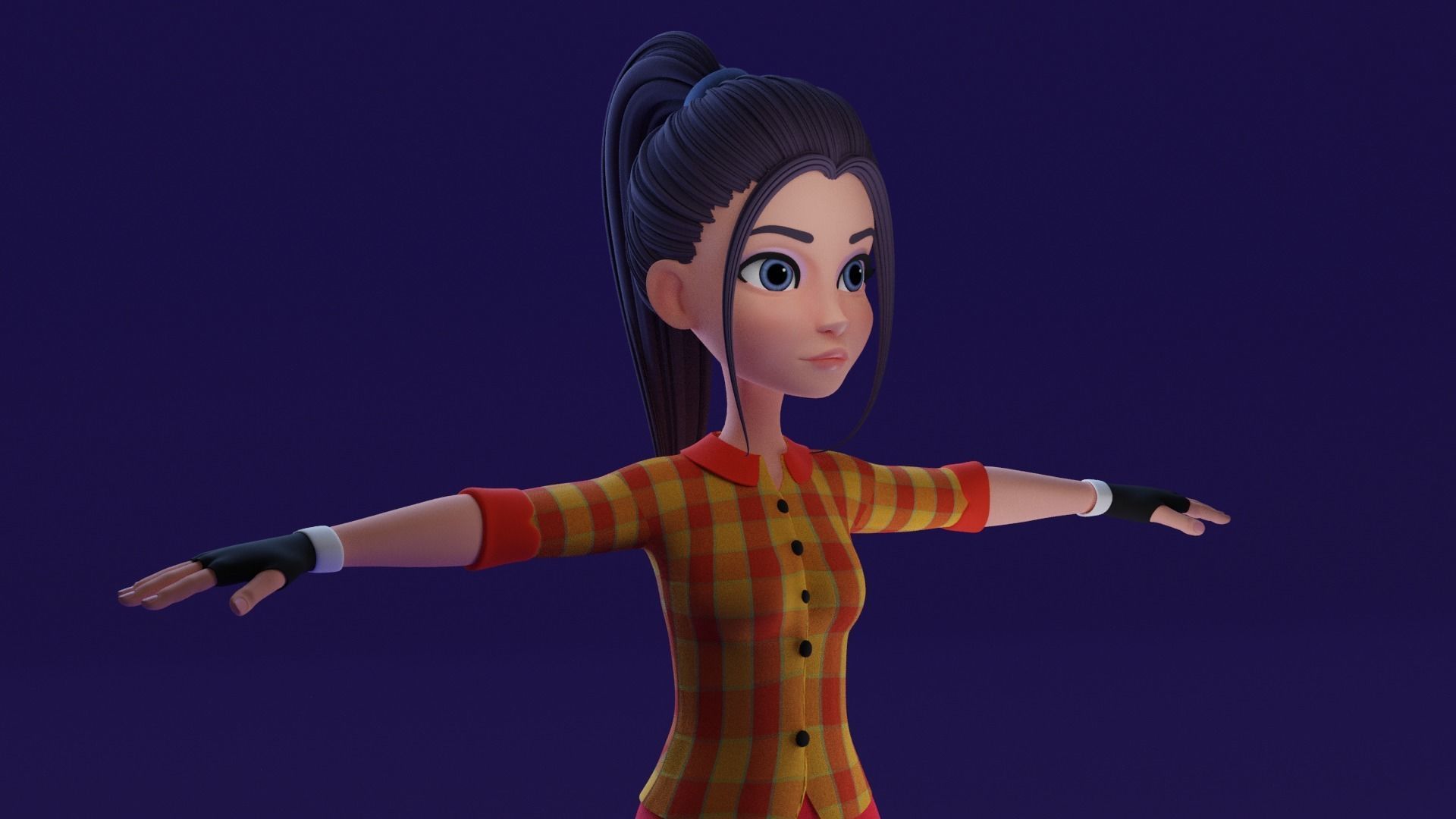 Cartoon Girl- Fully Rigged Low-poly 3D model_2