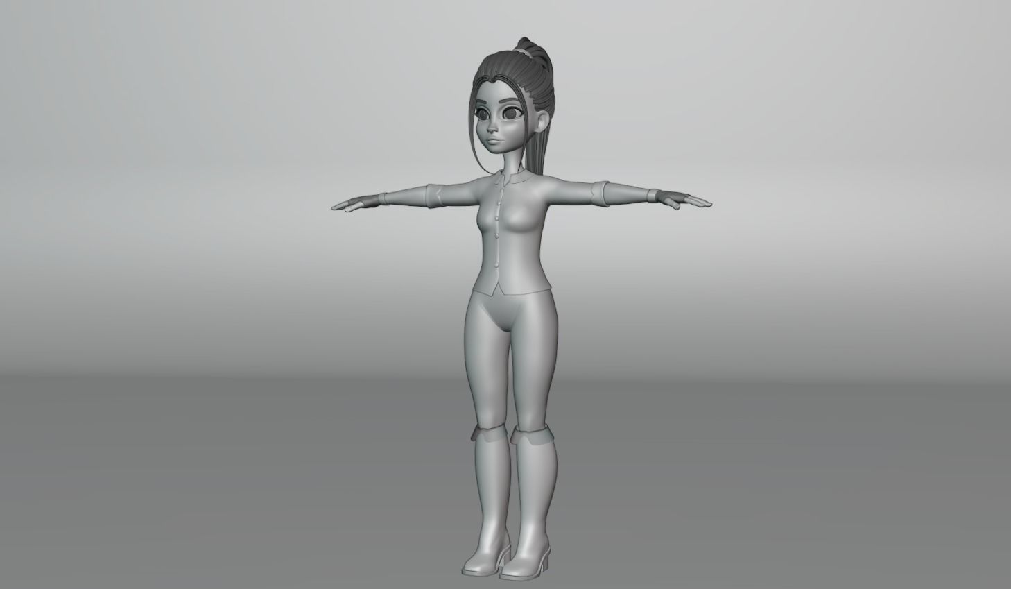 Cartoon Girl- Fully Rigged Low-poly 3D model_19