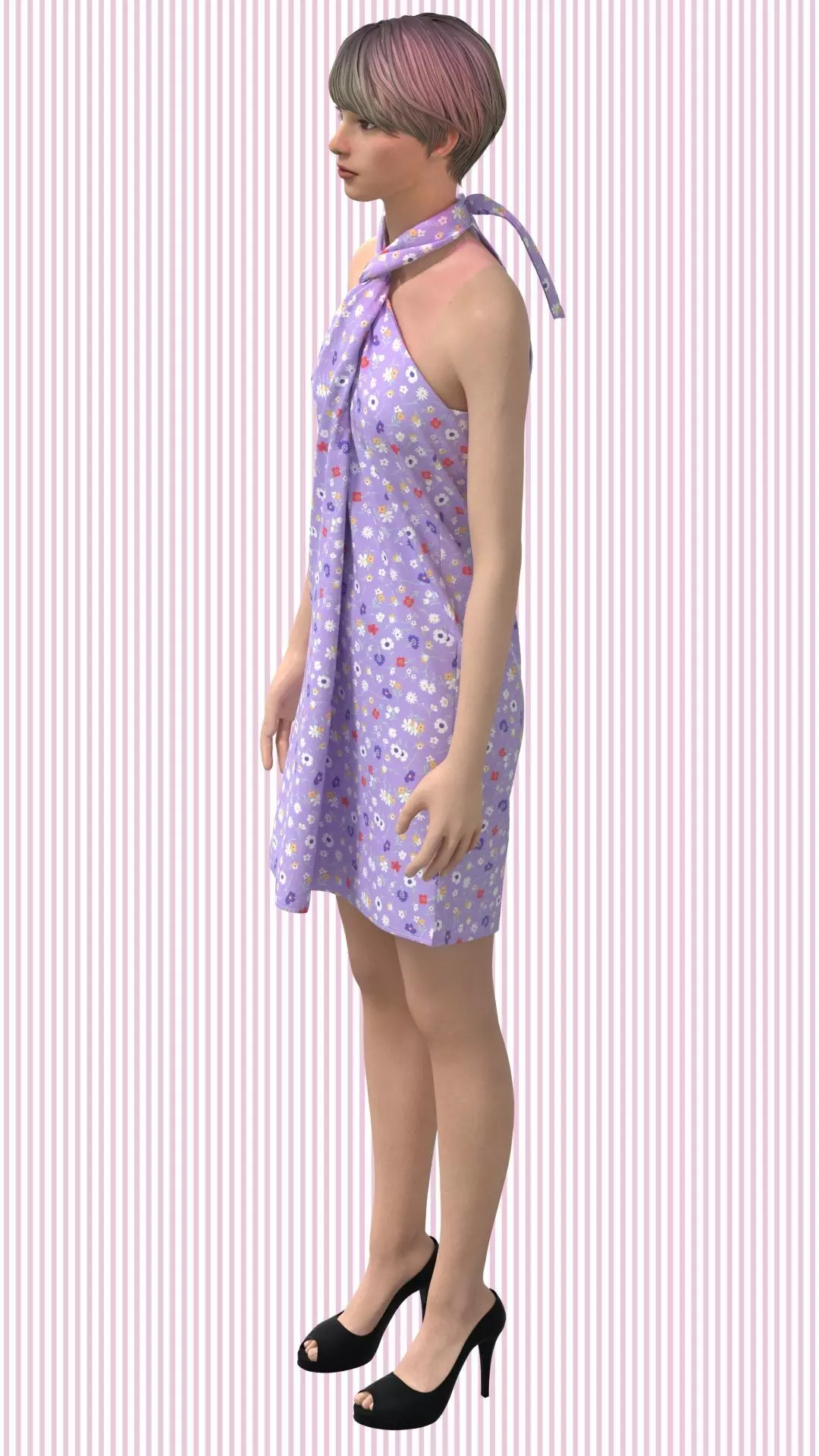 Ladies Halter Neck Dress Low-poly 3D model