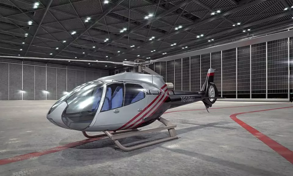 Modern Gray Helicopter 3D model_0