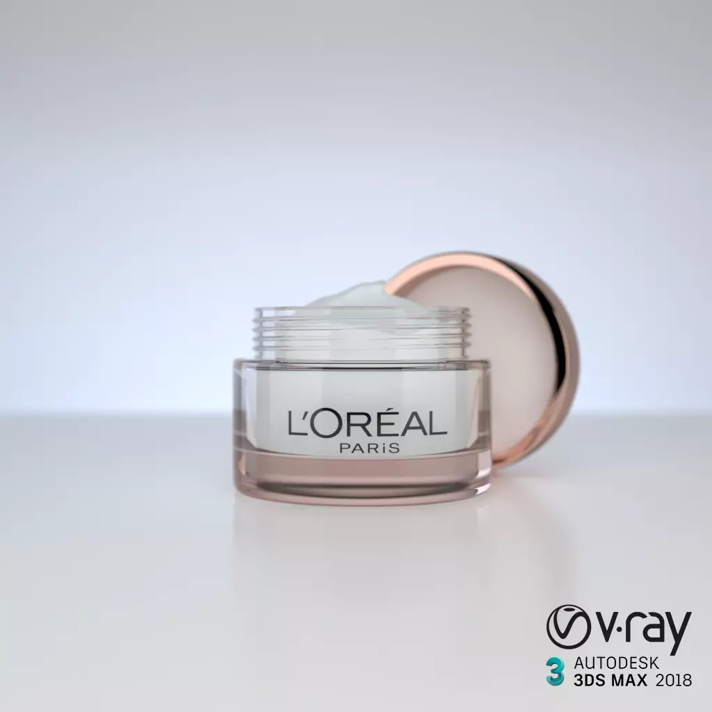 Cosmetic Container and Cream - 3ds Max V-Ray 3D model_0