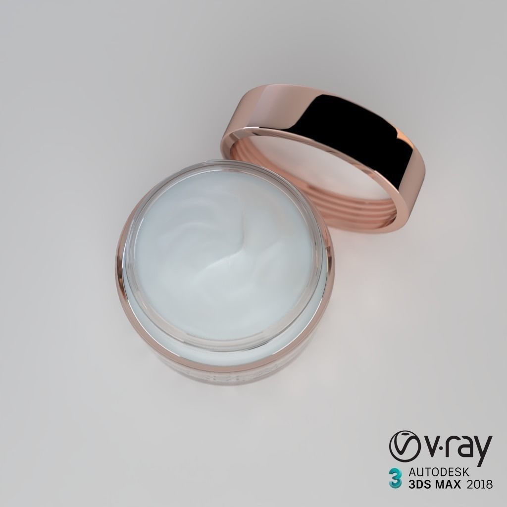 Cosmetic Container and Cream - 3ds Max V-Ray 3D model_2