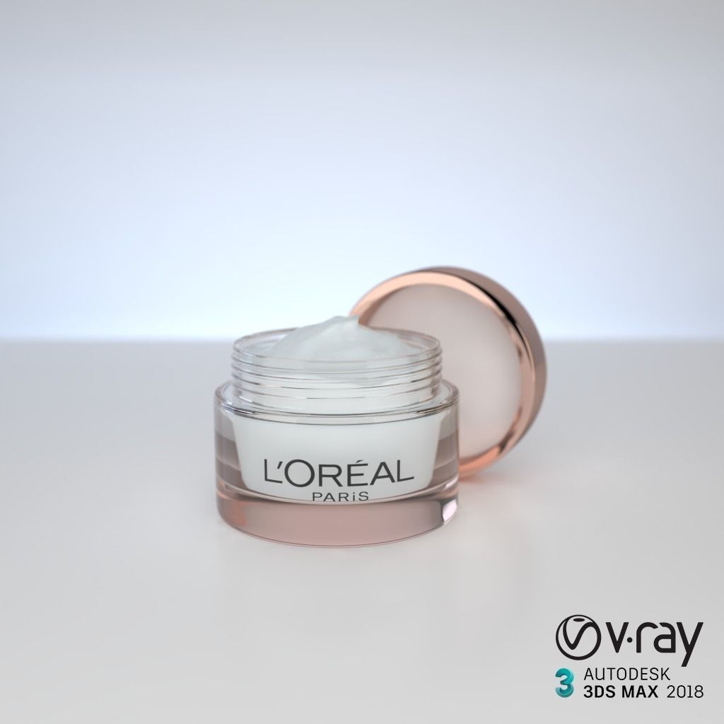 Cosmetic Container and Cream - 3ds Max V-Ray 3D model_3