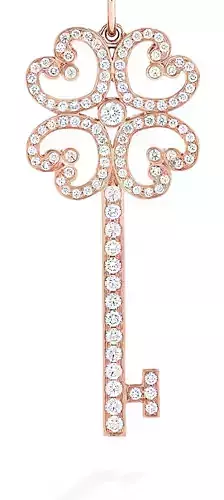 KT-026 rose gold key pendant with diamonds