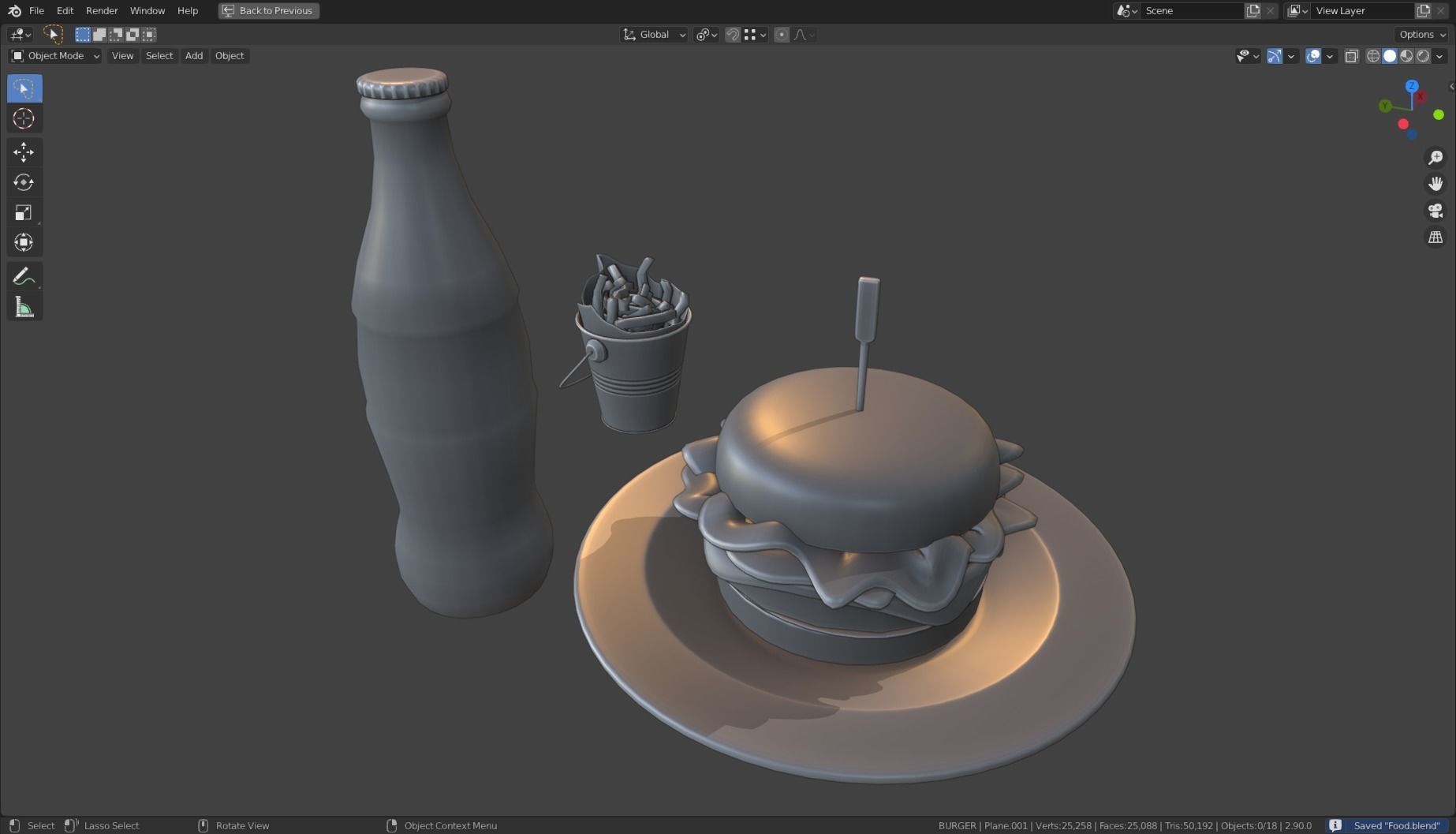 Stylized Burger Meal Low-poly 3D model_17