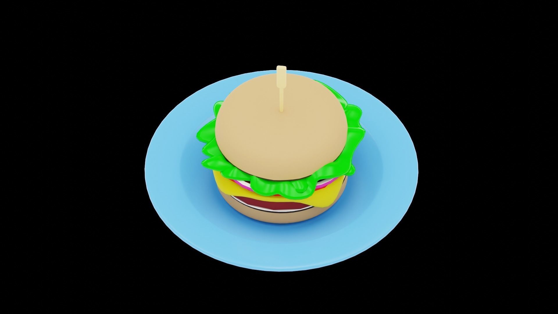 Stylized Burger Meal Low-poly 3D model_29