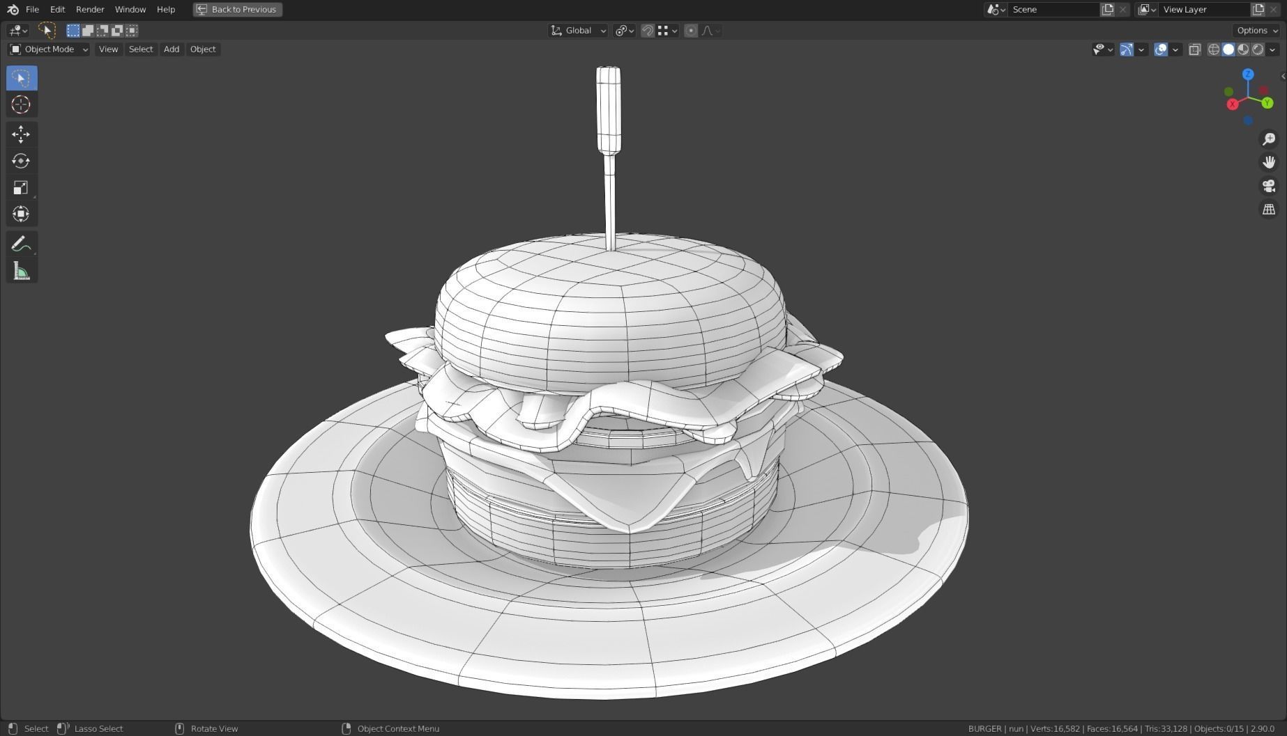 Stylized Burger Meal Low-poly 3D model_7