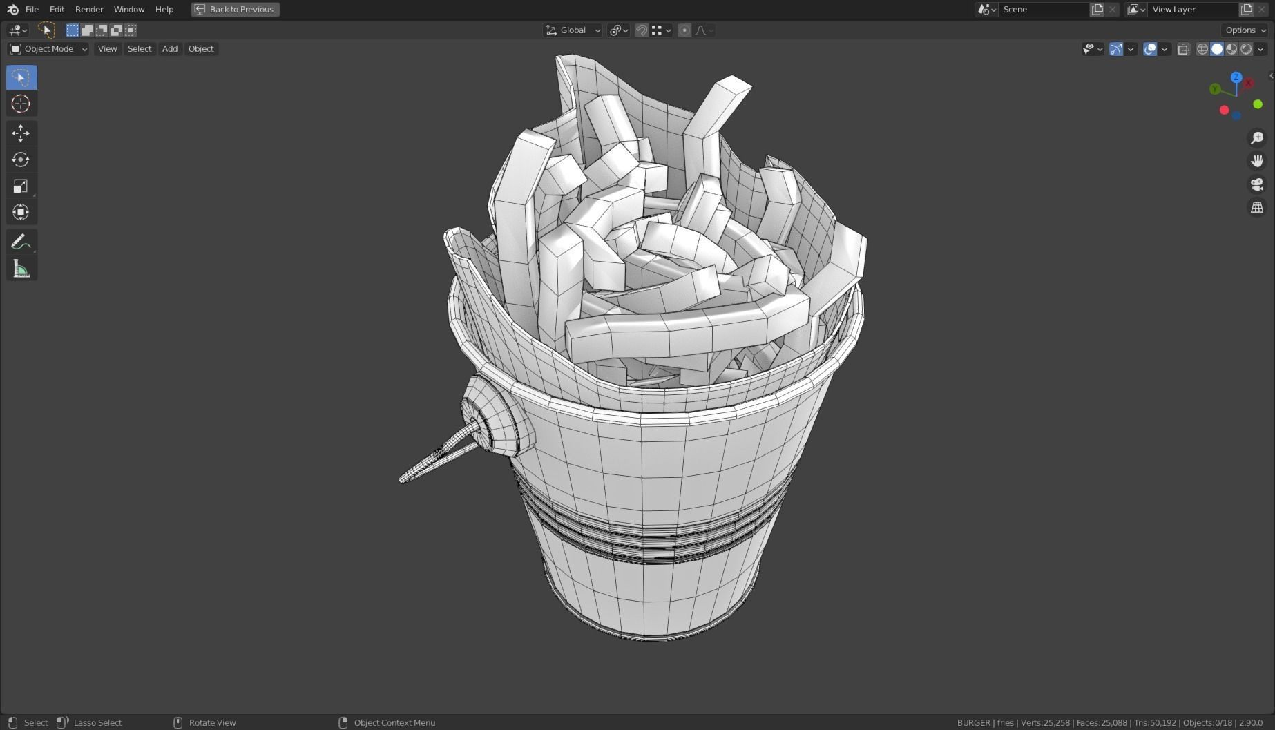 Stylized Burger Meal Low-poly 3D model_6