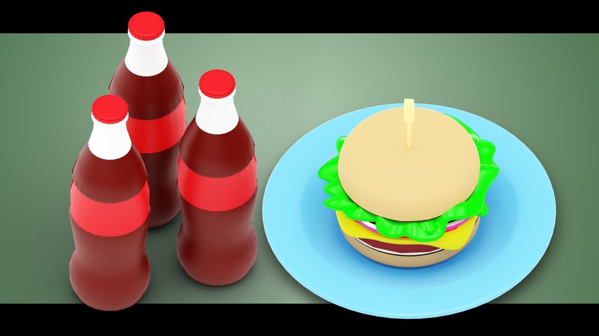 Stylized Burger Meal Low-poly 3D model_12