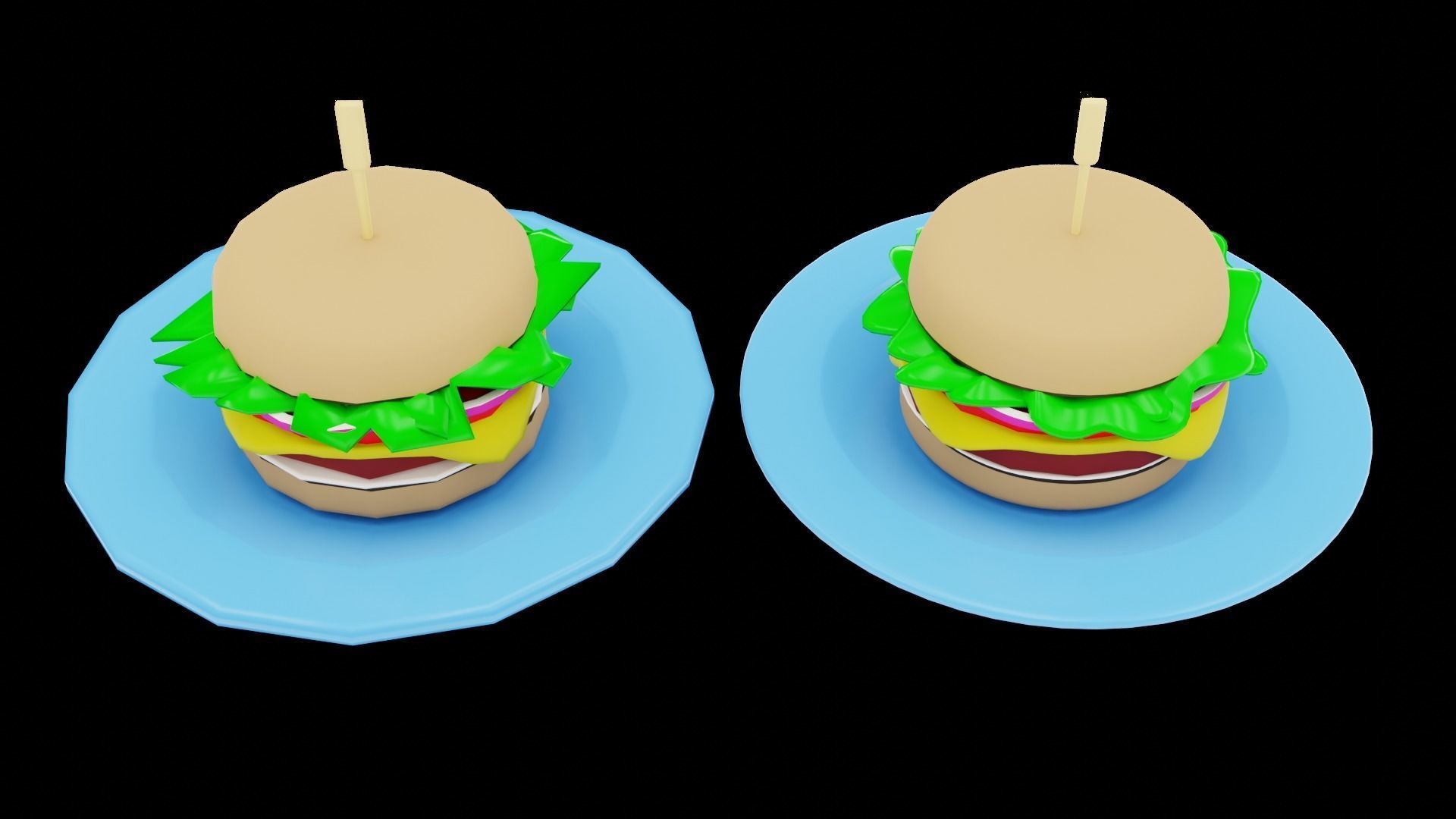 Stylized Burger Meal Low-poly 3D model_15