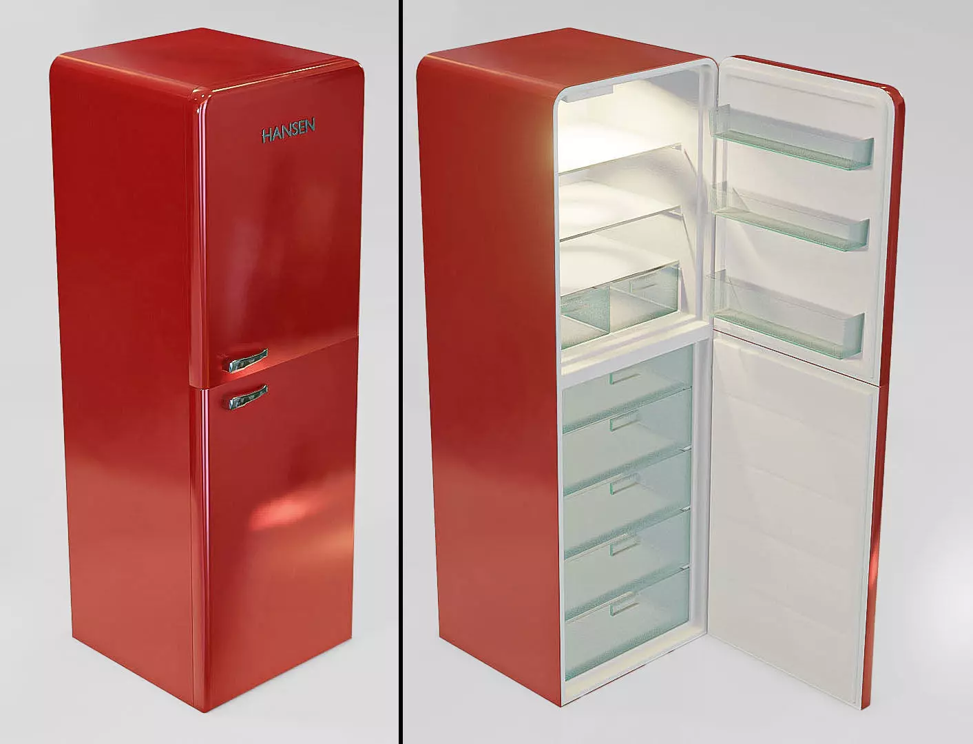 Fridge Freezer Low Poly Realistic Model Low-poly 3D model_0
