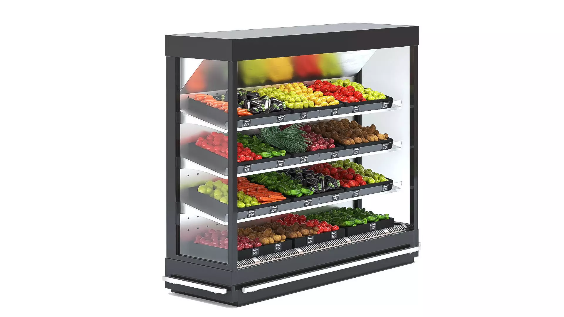 Refrigerated Display Case with Vegetables and Fruits 3D model