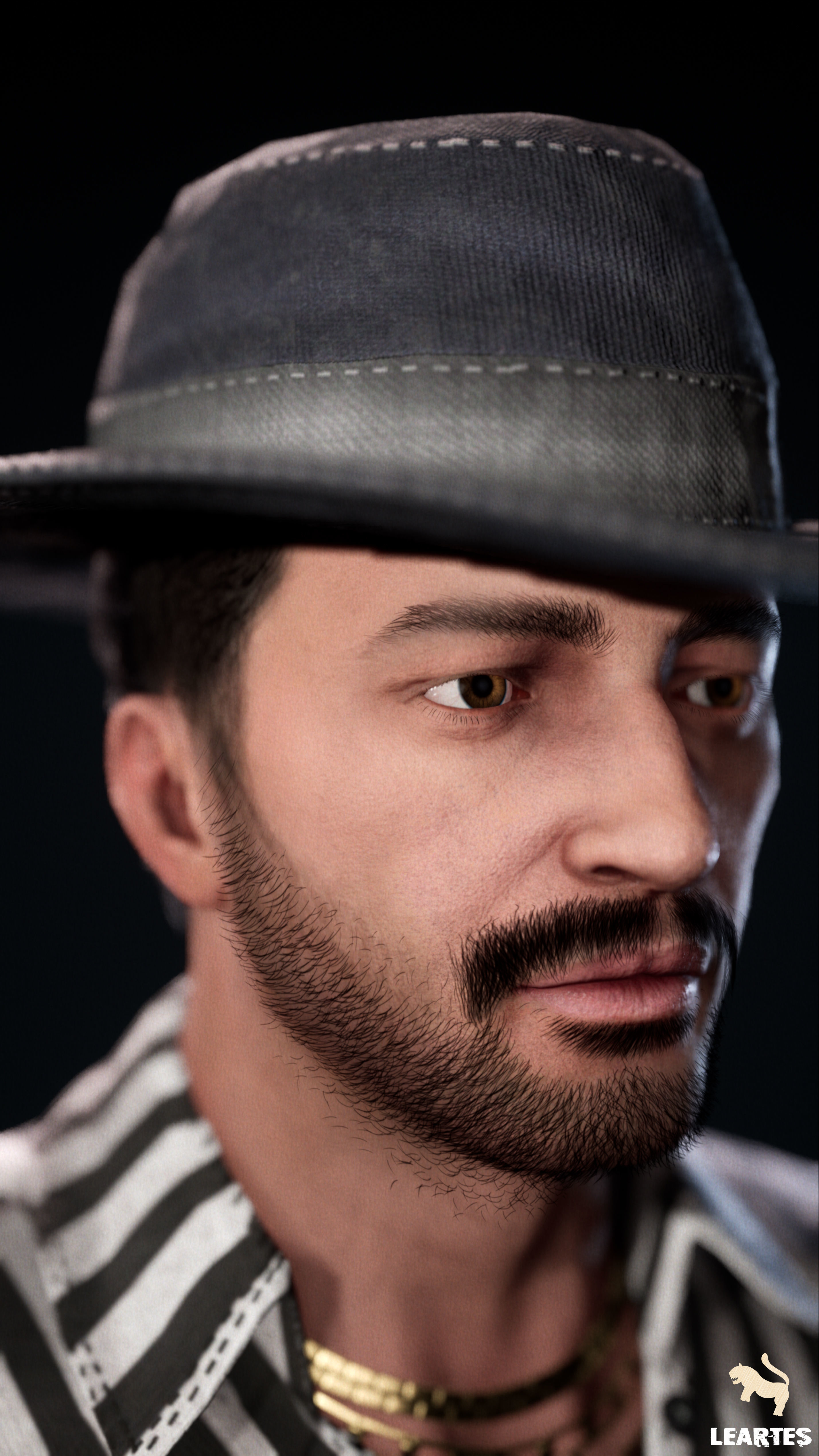 1950s Mafia Character NPC Rigged Low-poly 3D model_3