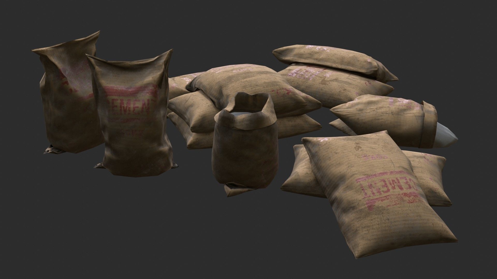 Cement Bags Assets Low-poly 3D model_6