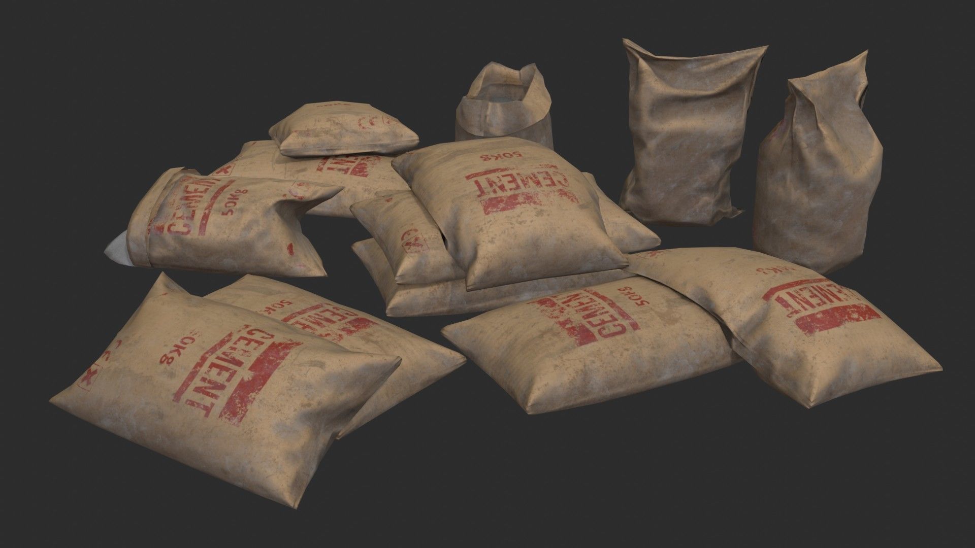 Cement Bags Assets Low-poly 3D model_3