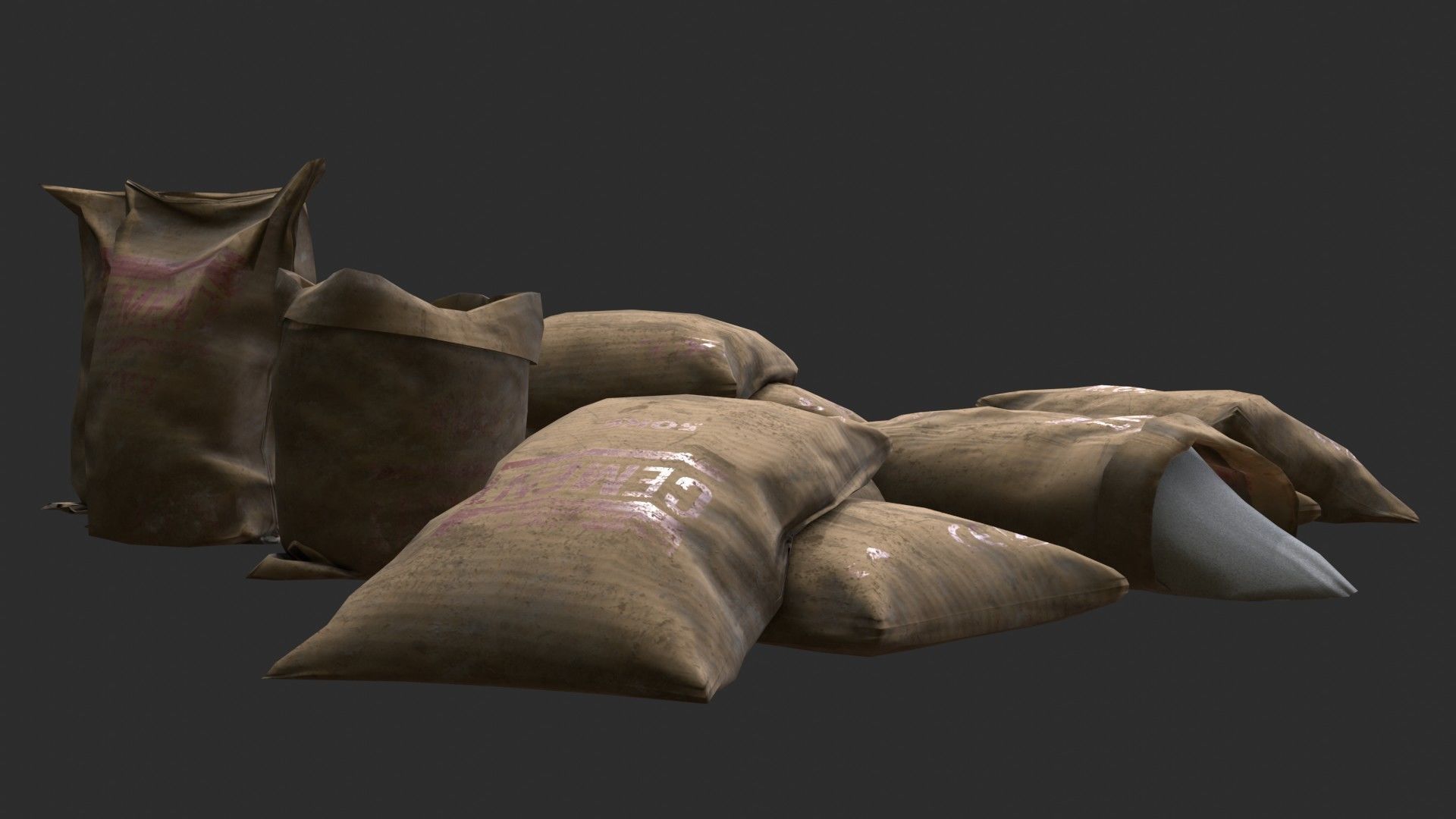 Cement Bags Assets Low-poly 3D model_7
