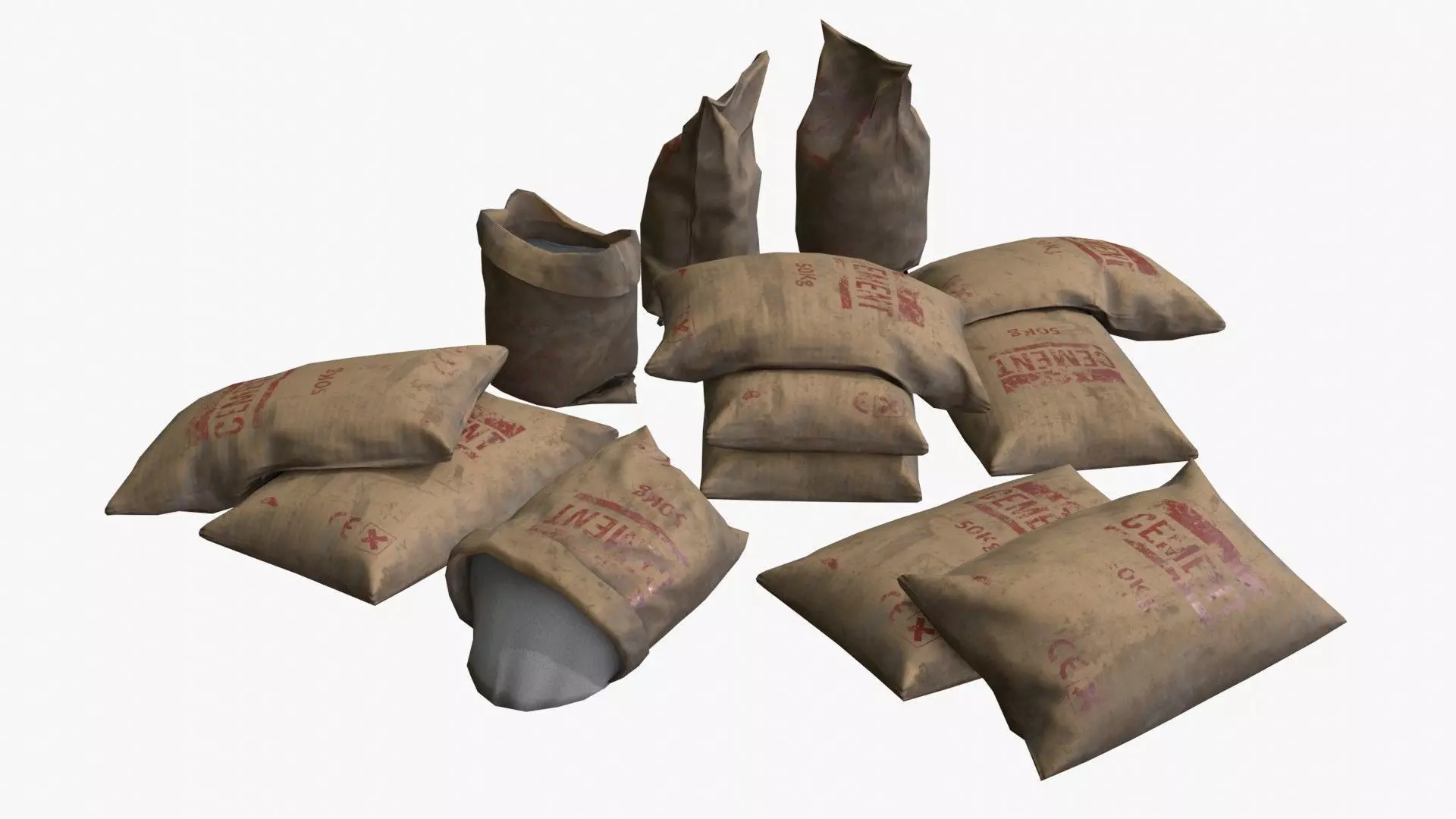 Cement Bags Assets Low-poly 3D model_0