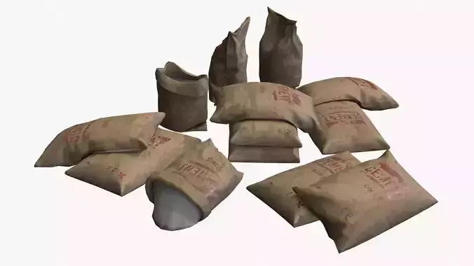 Cement Bags Assets Low-poly 3D model