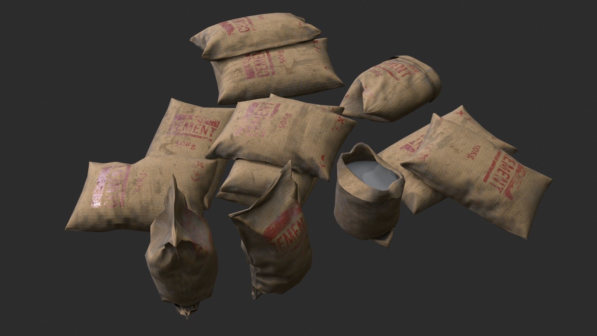 Cement Bags Assets Low-poly 3D model_5