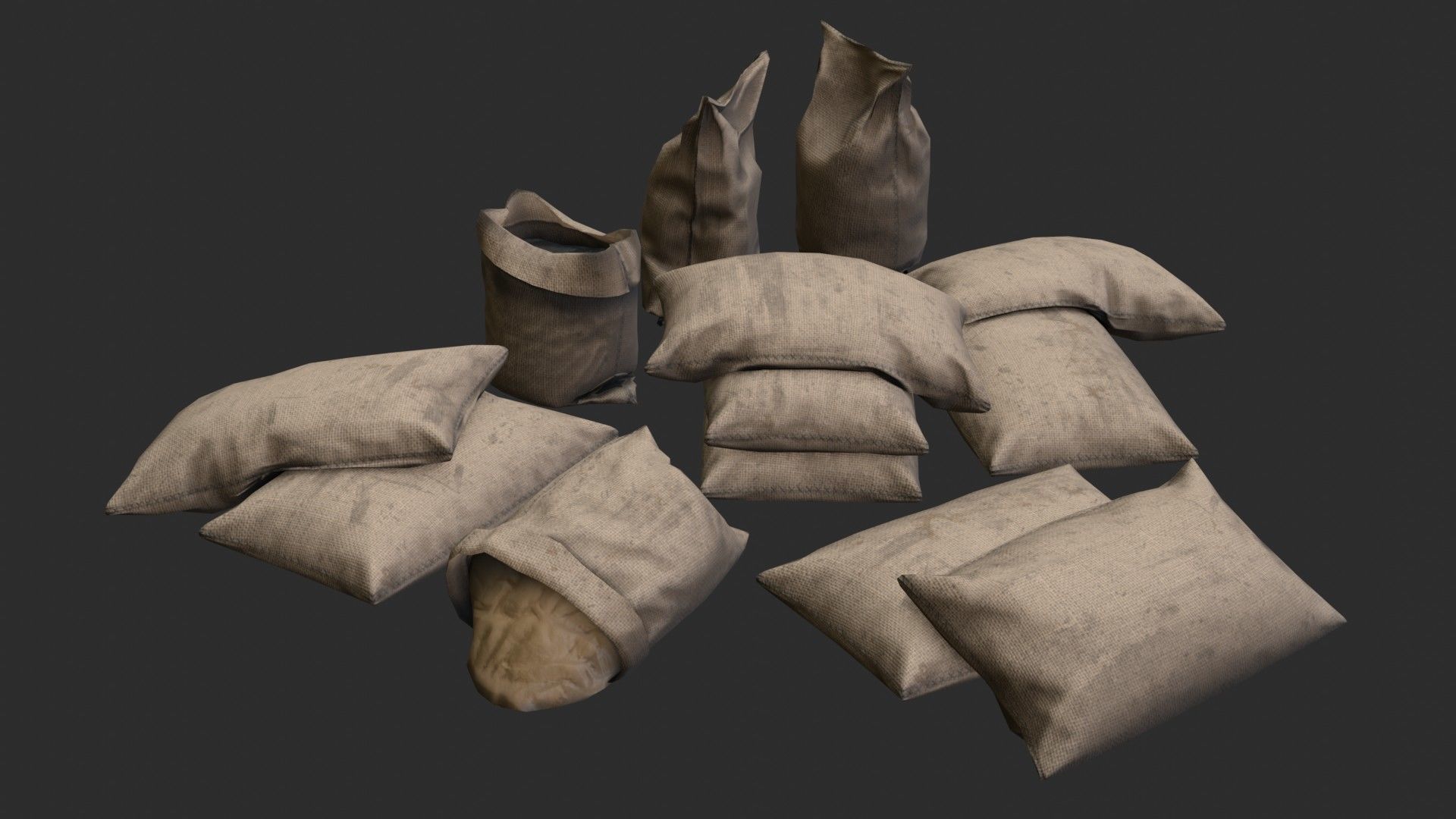 Military Sand Bags Assets 02 Low-poly 3D model_1