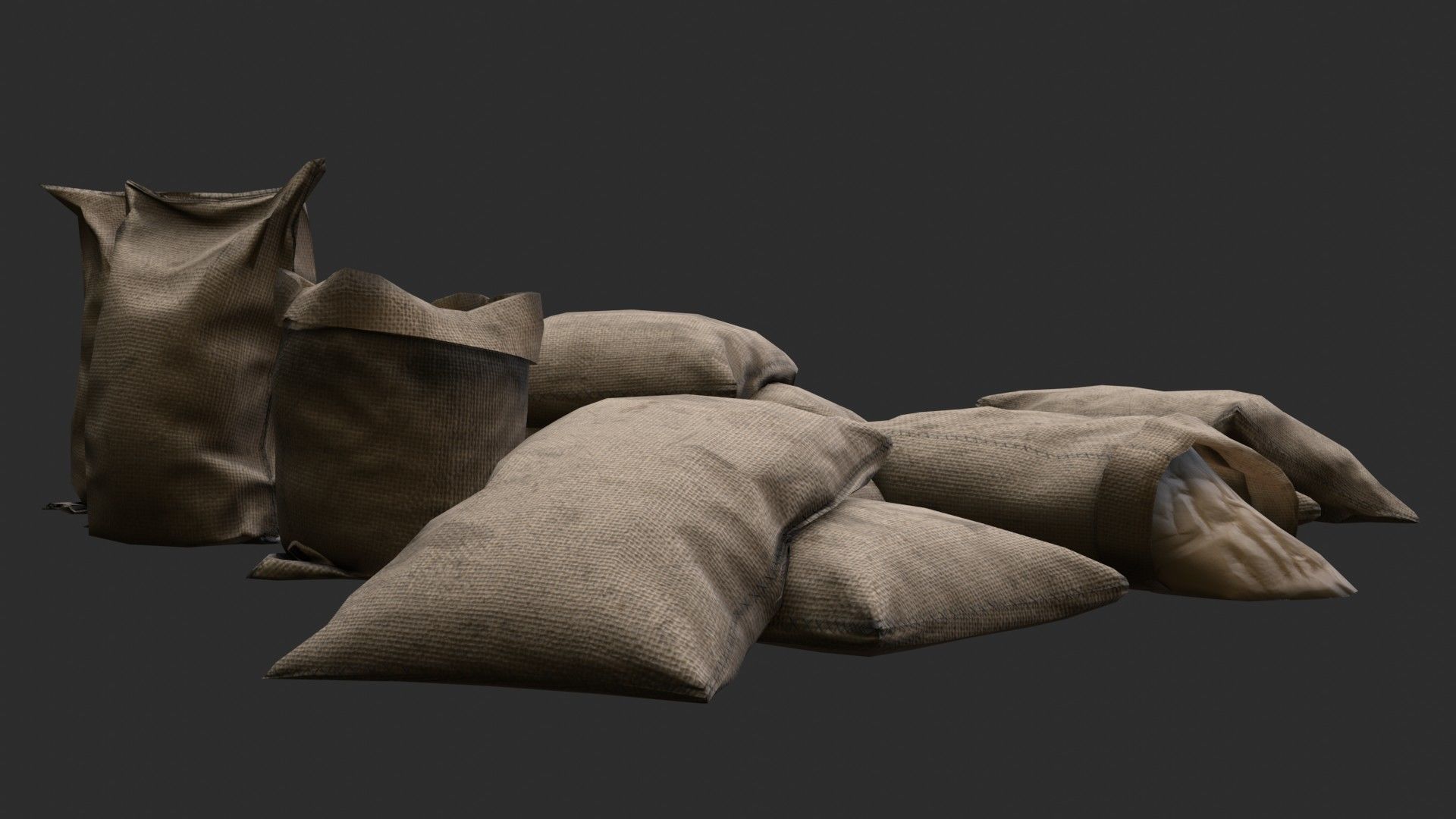 Military Sand Bags Assets 02 Low-poly 3D model_7