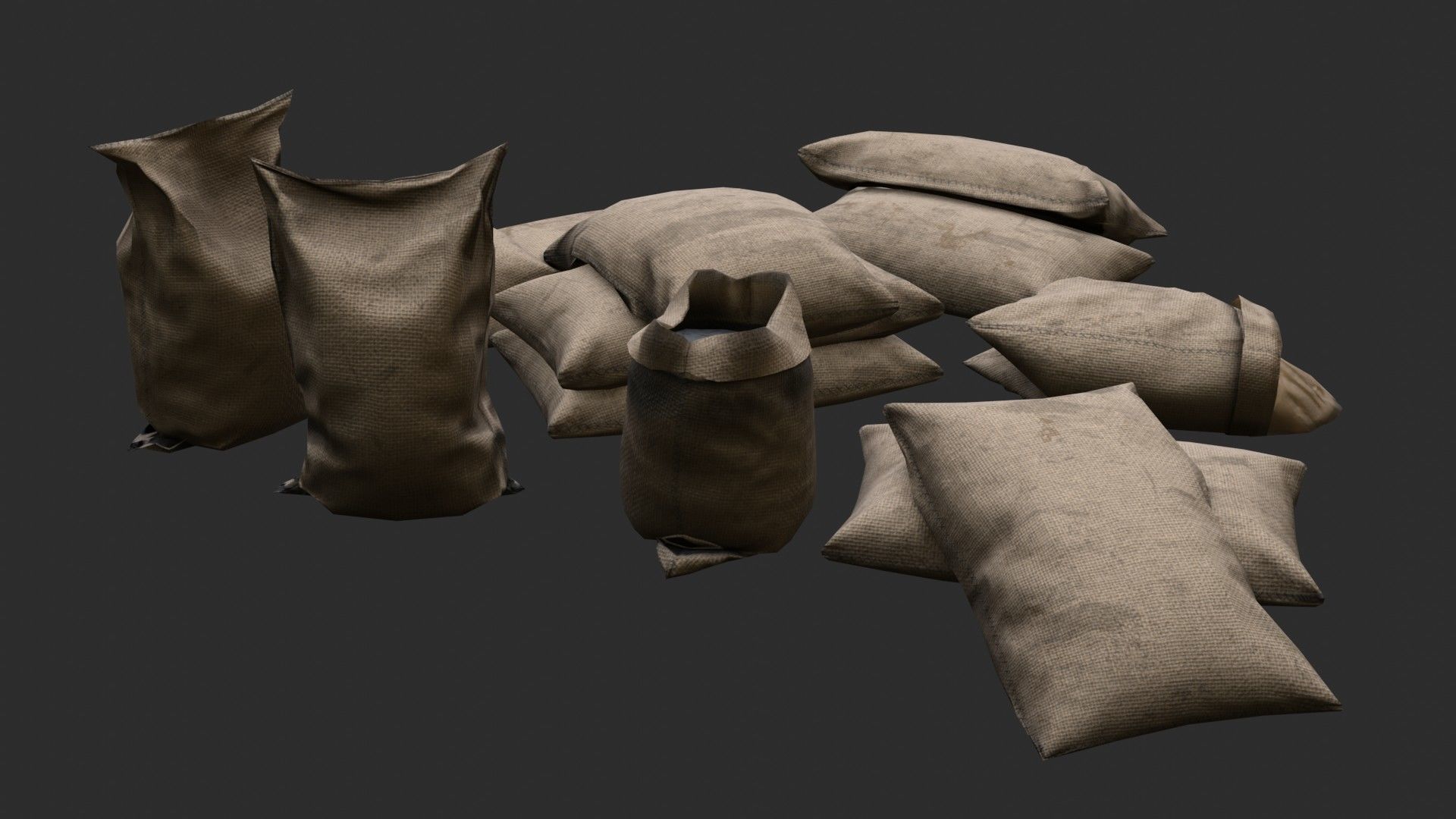 Military Sand Bags Assets 02 Low-poly 3D model_6