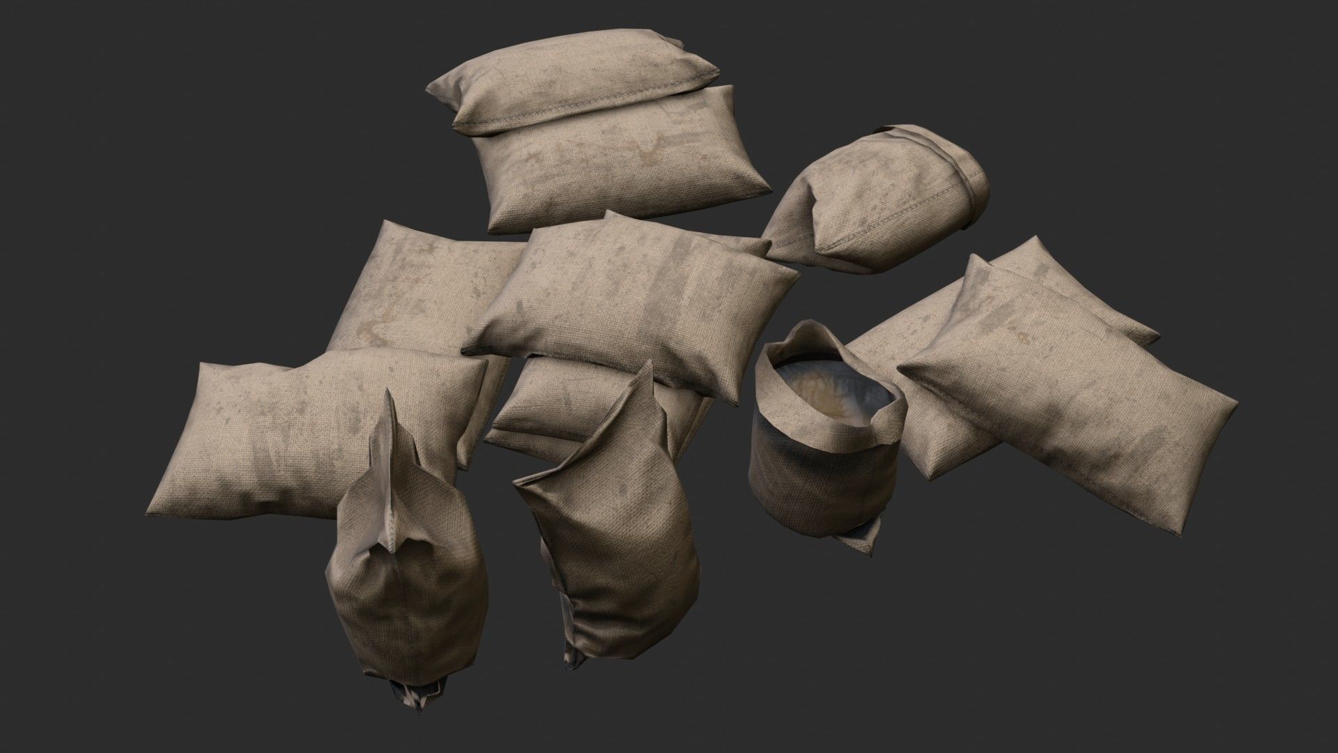 Military Sand Bags Assets 02 Low-poly 3D model_5